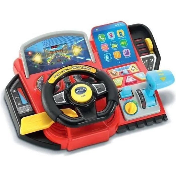 Simulateur de conduite pour enfant - VTECH Super Console Turbo Pilote - Écran couleur et 20 jeux inclus-0