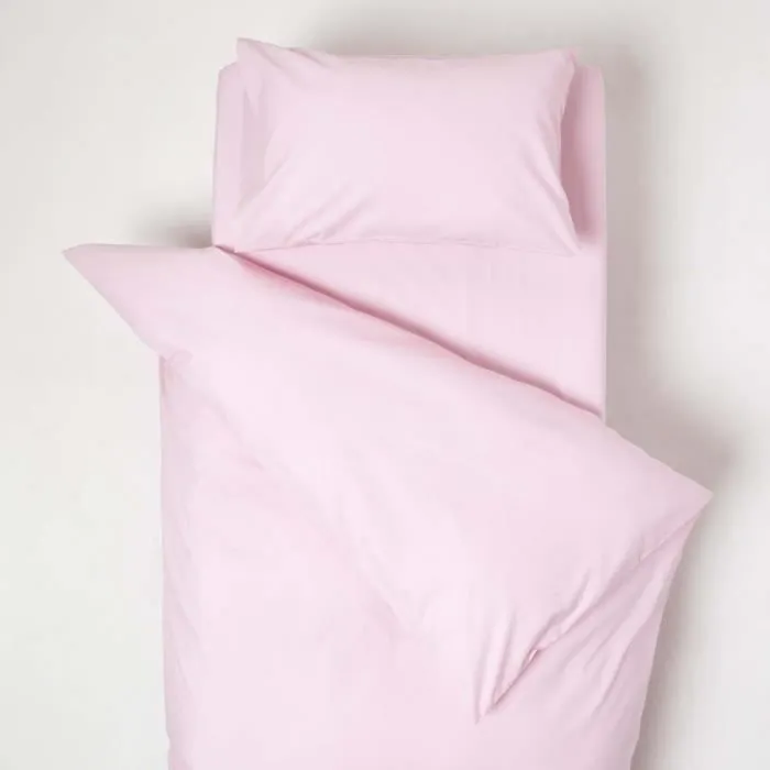 Parure de lit enfant - Coton - 120 x 150 cm - Rose - Hypoallergénique - Lavable en machine-0