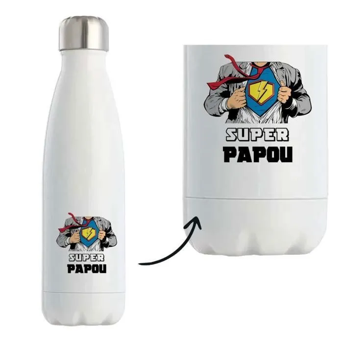 Bouteille isotherme - Super Papou - Gourde 500 ml - Acier Inoxydable - Mixte - Design moderne-0