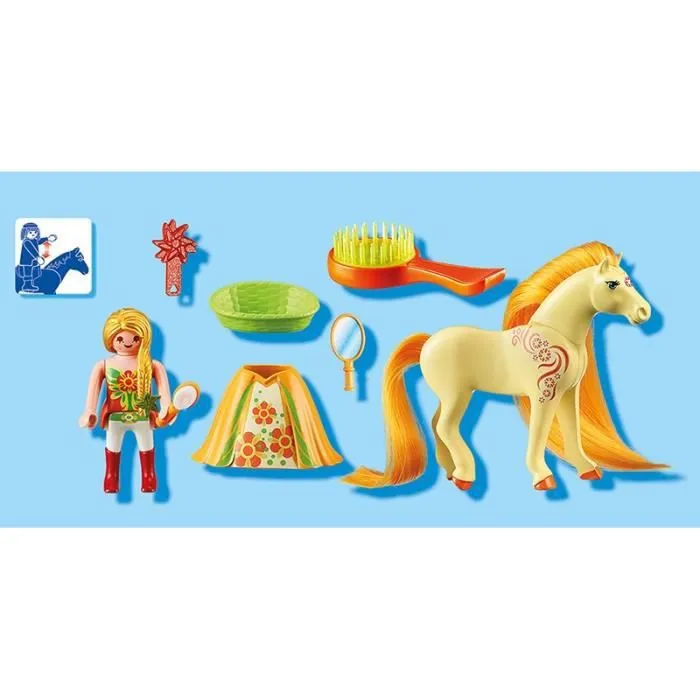 PLAYMOBIL - Princesse Mimosa avec cheval à coiffer - Playmobil Princess - Orange - 4 ans-1