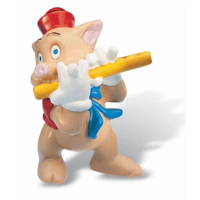 Figurines Trois Petits Cochons Flutte - BULLYLAND - Taille 6cm - Peintes à la main-0