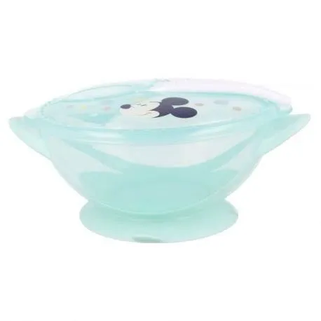 Bol à ventouse - THERMOBABY - Anti-dérapant - Avec couvercle et cuillère - Mickey Cool-1