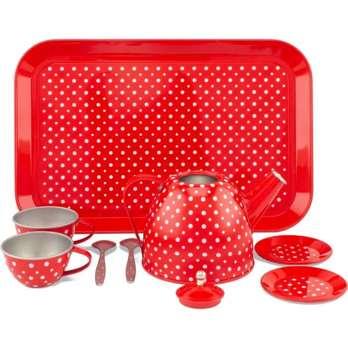 Ulysse - Dinette en métal rouge à pois-3