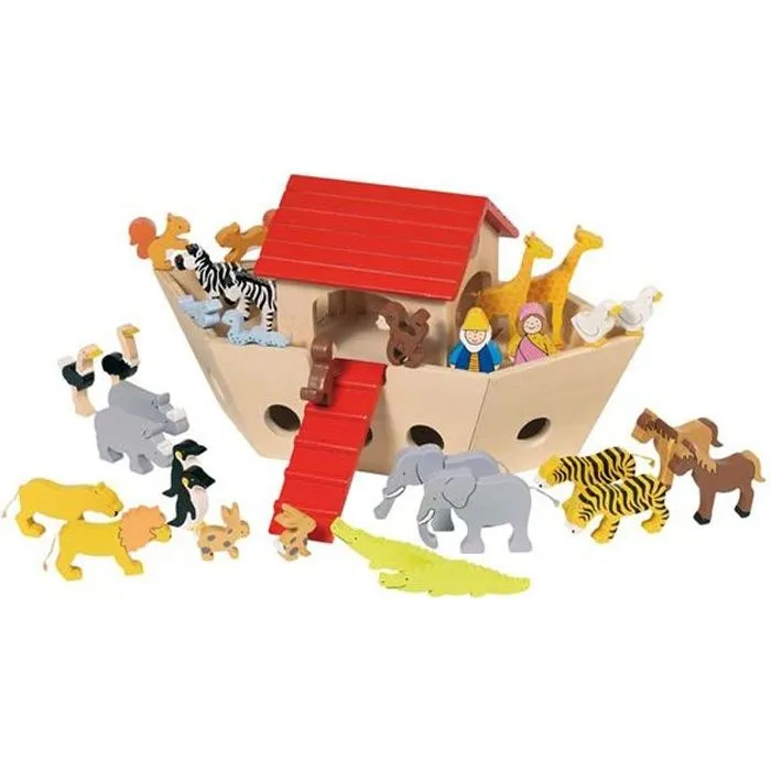 Arche de Noé en bois - GOKI - Maisonnette - Développe l'imaginaire et la connaissance des animaux-0