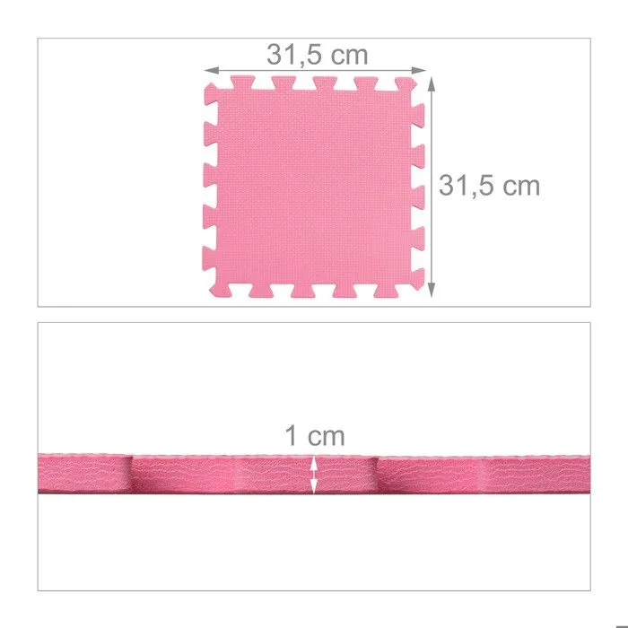 Relaxdays Tapis puzzle 25 pièces, mousse EVA, sans substances nocives, 0,77 m2, dalle jeu enfant avec bord, rose-3