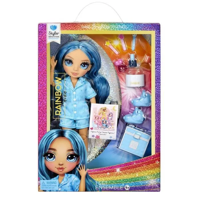 Junior High Pyjama Party - Poupée mannequin articulée 22 cm - Skyler (Bleue) - Nombreux accessoires - à partir de 4 ans-6