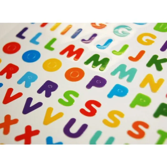 120 Autocollants - Alphabet & Chiffres - Multicolores-0