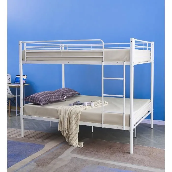 Lit Superposé Victoria 4 Places – Blanc – Métal – Sommier Inclus - 140 x 190 cm-1