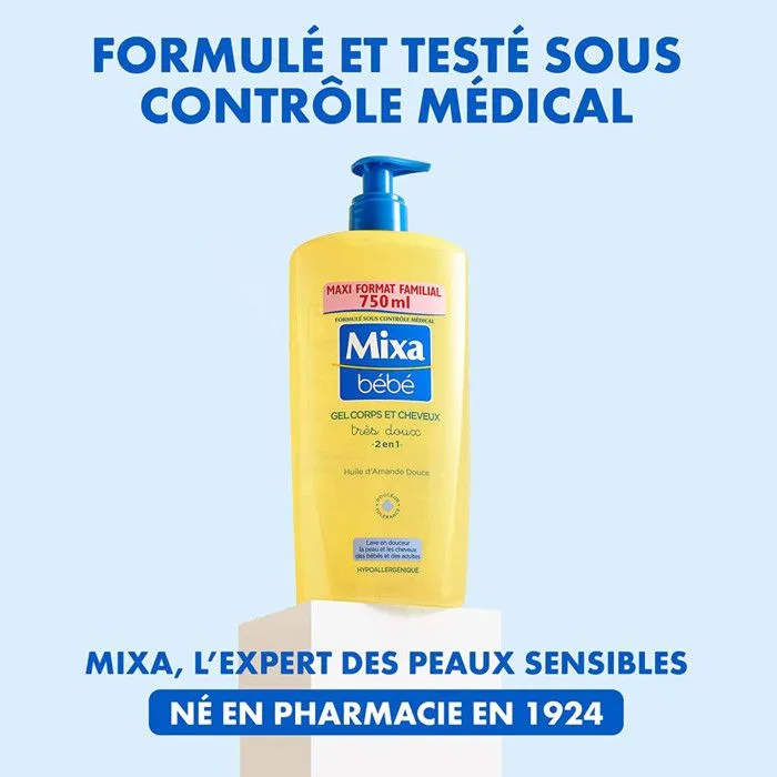 Lot de 6 - Mixa Bébé Gel très doux 2 en 1 corps et cheveux 750ml-4