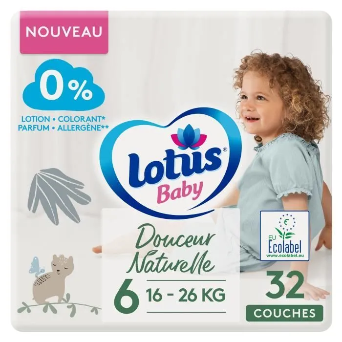 LOTUS BABY Couches Douceur Naturelle taille 6 - Le paquet de 32 couches-0