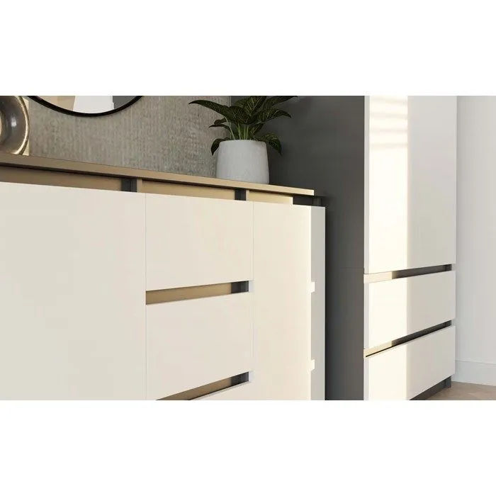 CAZAR - Commode 2 portes + 3 tiroirs - Dimensions : 75x120x40 - Buffet - Anthracite et Blanc-5