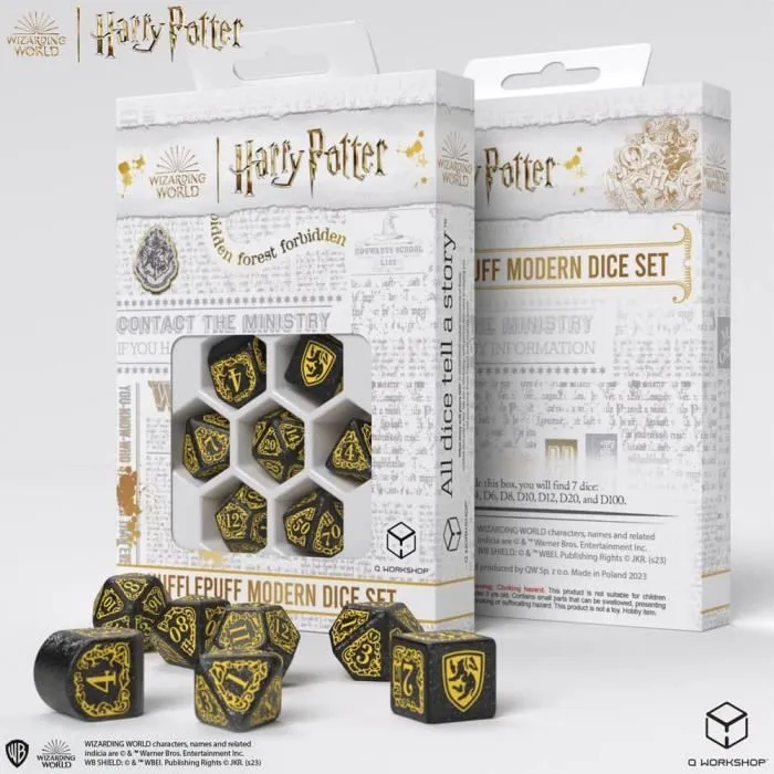 Jeu de dés - Q WORKSHOP - HARRY POTTER PACK DÉS HUFFLEPUFF MODERN DICE SET - Noir - Adulte - Mixte-1