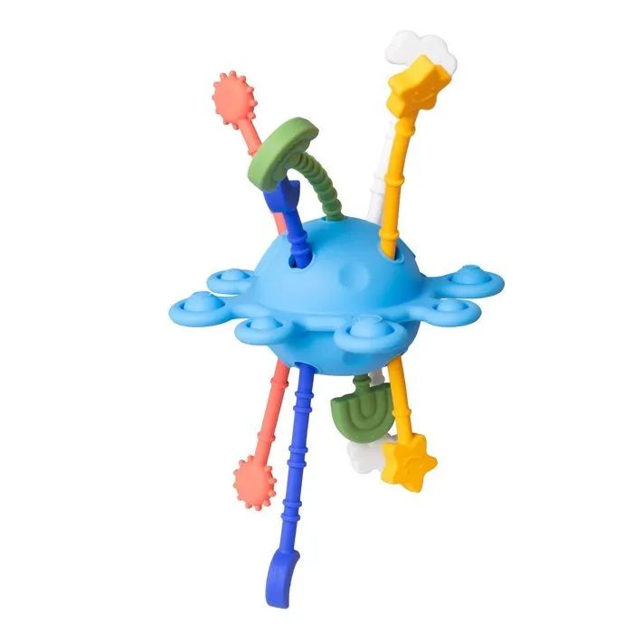 Jouet sensoriel - LITTLE L - Planète multicolore - Silicone - 5 cordons texturés - Sécurisé pour bébé-3