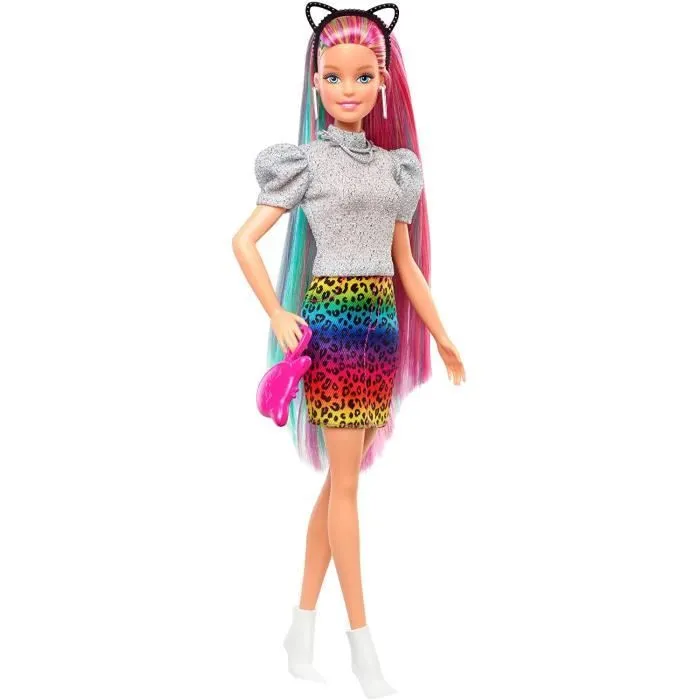 Poupée Barbie - Mattel - GRN81 - Cheveux Arc-en-Ciel - Changement de Couleur - 16 Accessoires Inclus-0