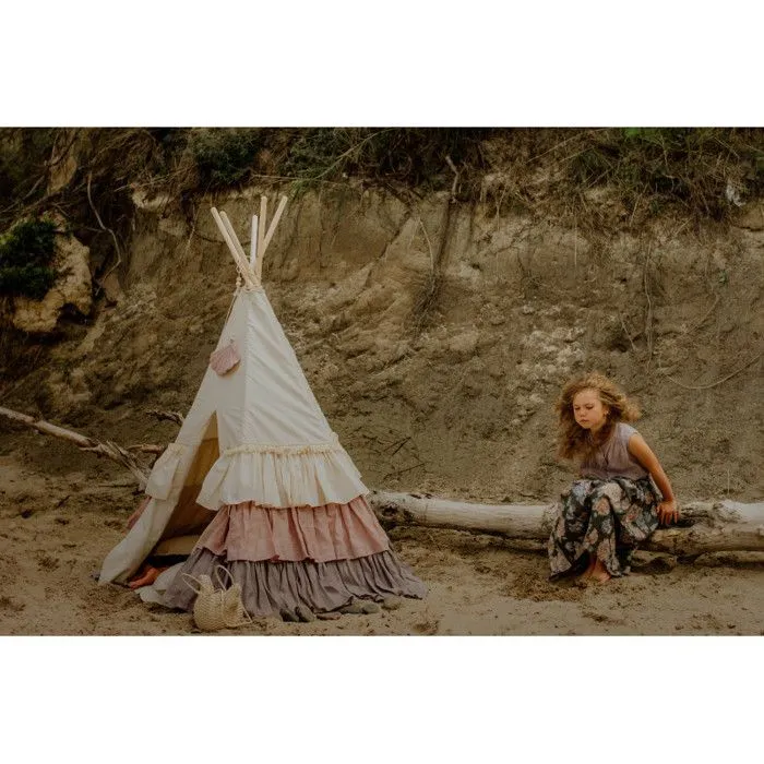 Ensemble tipi avec volants et tapis coquillage enfant Moi Mili "Powder Frills" - powder frills/rose poudré - TU-2