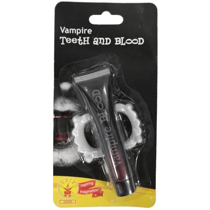 Tube De Faux Sang Et Dentier De Vampire-0