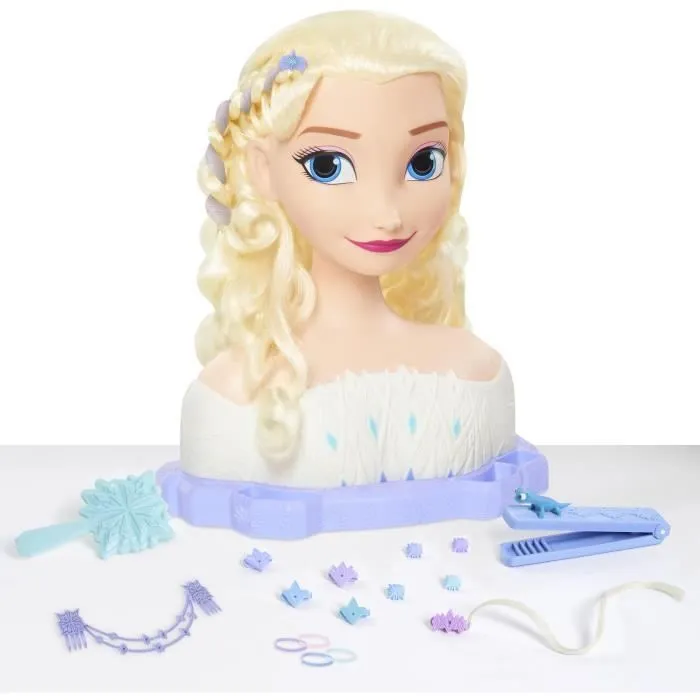 Tête à coiffer - REINE DES NEIGES - Tête à Coiffer Elsa Deluxe - Extensions, accessoires coiffure et color reveal, à partir de 3 ans-3