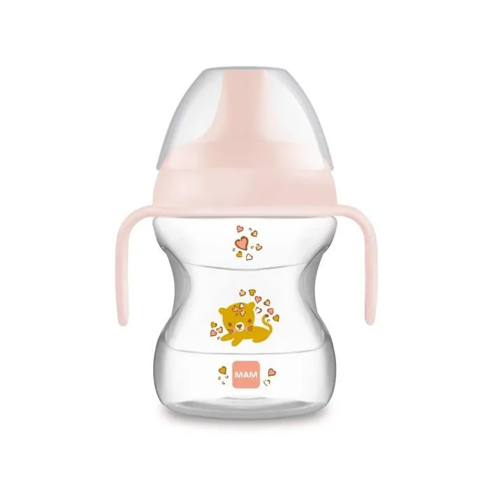 Mam - ZEDMM222F - Learn To Drink Cup Mug avec poignees amovibles et bec, 6 mois 190 ml, rose-0