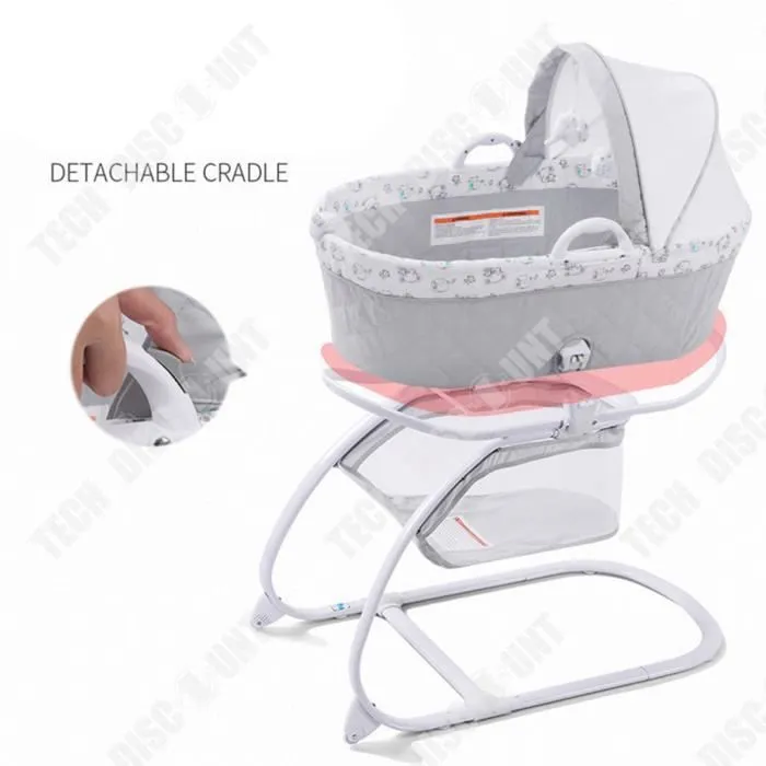 TD® Bébé shaker vibration coaxial sommeil avec rouleaux avec moustiquaire amovible pliant nouveau-né jeu lit lumière lit dans le lit-3