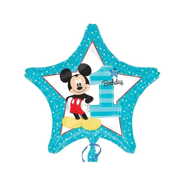Ballon aluminium 1er Anniversaire Mickey 43 cm - Bleu-0