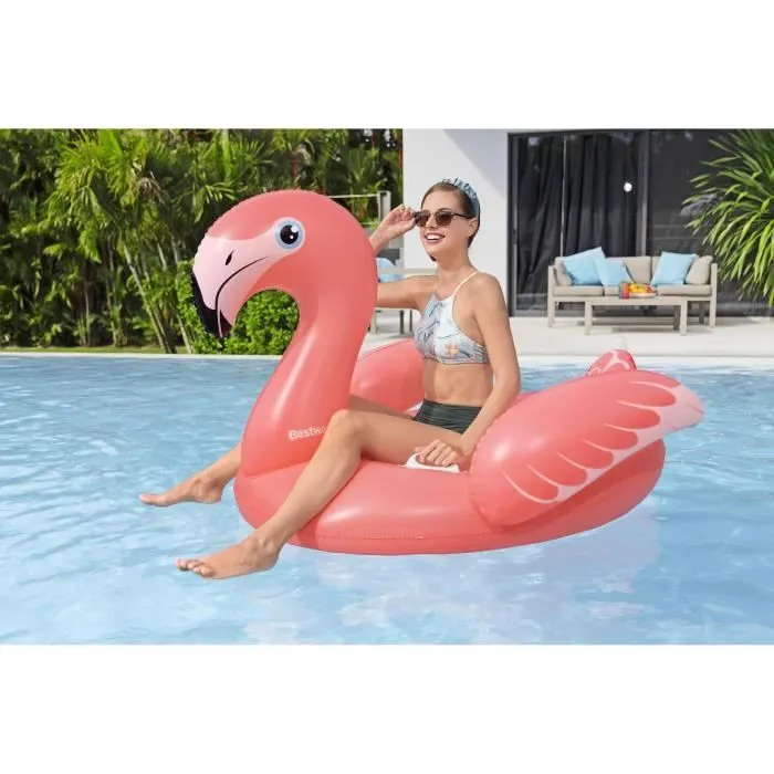 Bouée à chevaucher - Bestway - Flamant rose - 168 x 120 cm-2