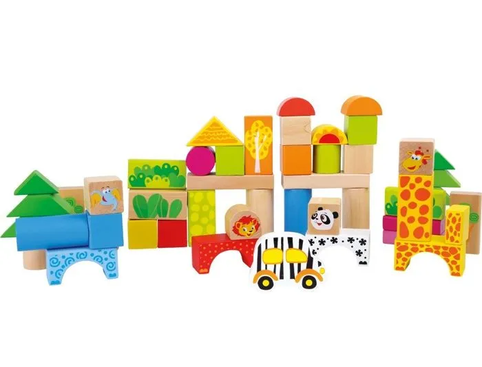 Blocs de construction en bois - Small foot company - Zoo - 100% FSC - Motricité fine - Mixte-0