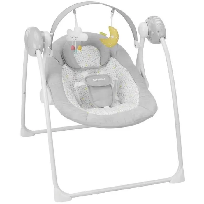 Badabulle Balancelle Electrique Confort - Pliable - Ultra Compact - Arche de jeux amovible, Candy-0