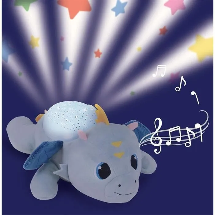 Peluche veilleuse et musicale - JEMINI - LEON LE DRAGON - Bleu - Mixte - 39 cm-0