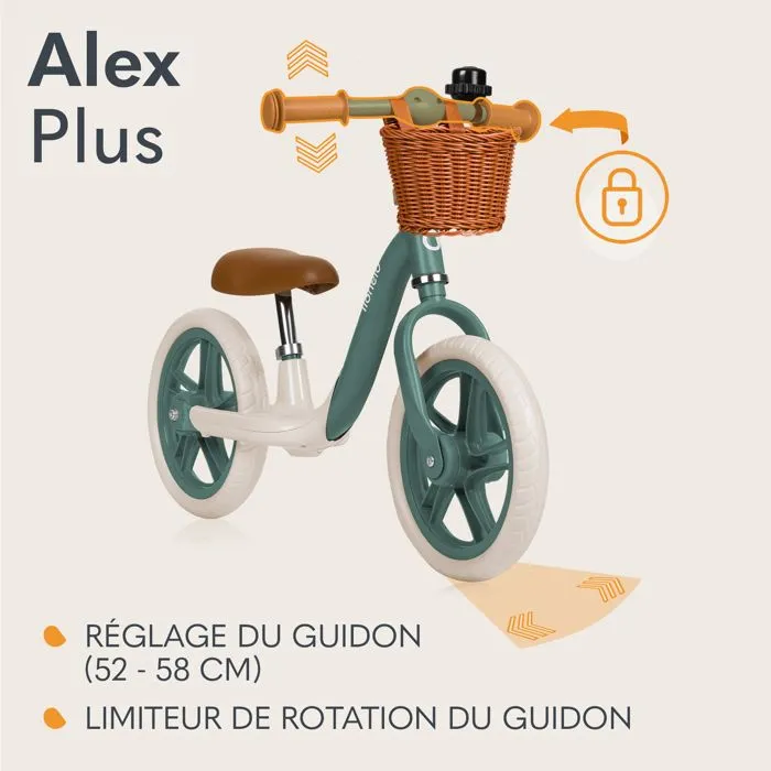 Draisienne - LIONELO Alex Plus - Cadre léger et résistant - Selle confortable - Vert-3