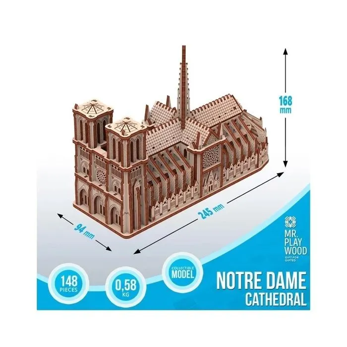 Puzzle 3D en bois - Mr Playwood - Cathédrale Notre Dame - 148 pièces - 12 ans et plus - Intérieur-2