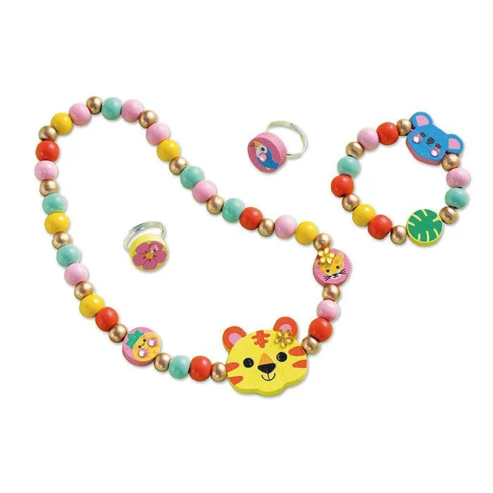 4 Bijoux en Bois à Créer Secret Jungle - Les Premiers Ateliers Bijoux - Création Bijoux DIY - Kit Loisir Créatif - Dès 4 ans-2