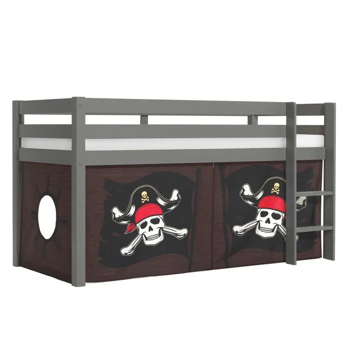 Lit mi-hauteur 90x200 Vipack Pirate Pino - Gris-1