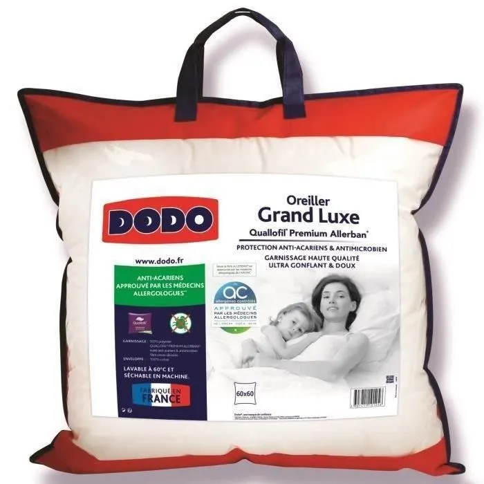 DODO Oreiller Grand luxe Quallofil Allerban - 60 x 60 cm - Blanc-0