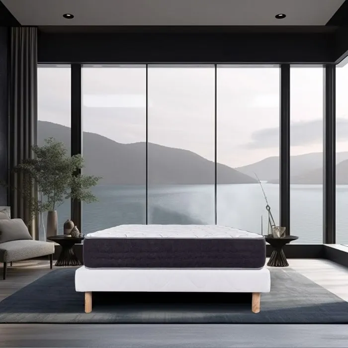 LUXURY LITERIE - Ensemble matelas + sommier - SERENITE - 140 x 190 cm - Tapissier - Ferme - Face été/hiver-0
