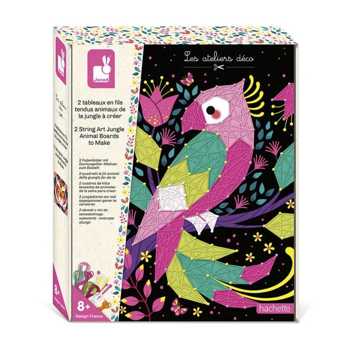 Kit Créatif - Coffret 2 Tableaux Fils Tendus Animaux De La Jungle À Créer-0