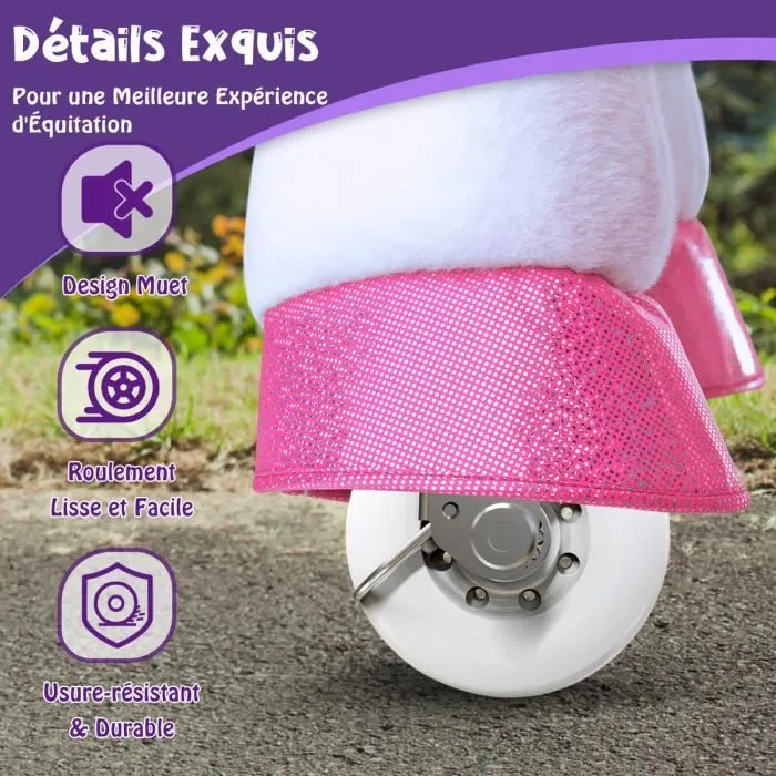 PonyCycle Modèle E Licorne Porteur à Roulettes avec Frein(Rose-Taille 3 pour 3-5 ans)Jouets à Monter Extérieur pour Enfants-E312-3