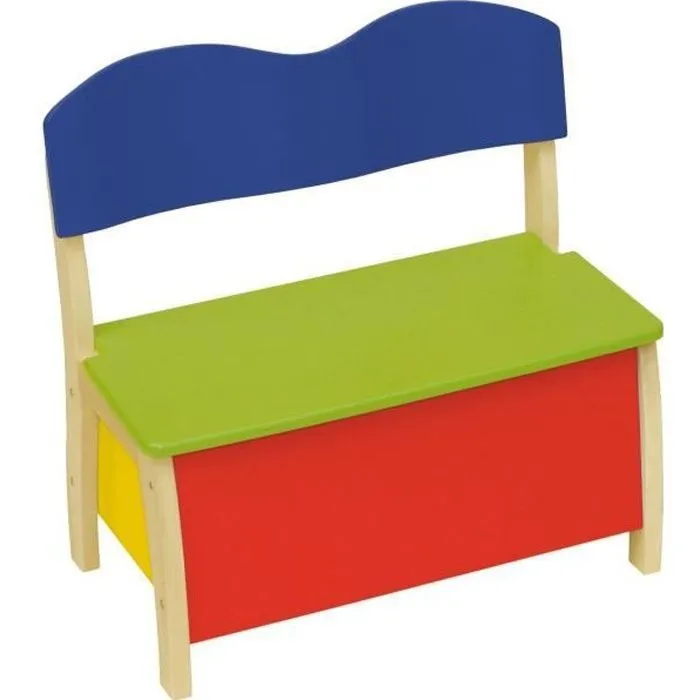 Banc-Coffre à Jouets - ROBA - Multicolore - Bois massif et MDF - Pour Enfant-0