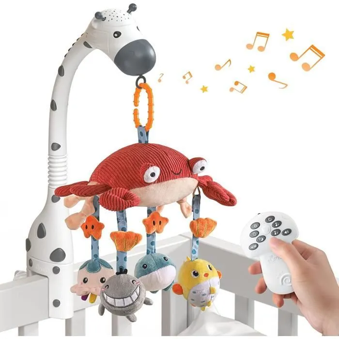 Mobile Musical pour Berceau de Bébé Avec Miroir, Jouets à Suspendre, Berceuses, 4 Modes Projection de pour Lit-0