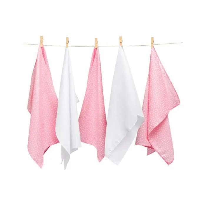 Bellochi Lot de 5 Langes Coton Bébé - Multifonctionnel Lange pour Fille et Garcon - Mousseline - Certificat TUV - 60x80 cm - Dotty-3