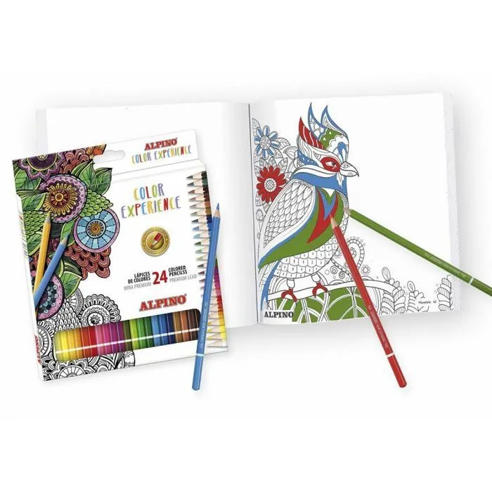 Alpino Color Experience Kit Mandalas et Trousse 24 crayons de couleurs | Livre 120 Mandala + 24 crayons | Colore Mandala-1