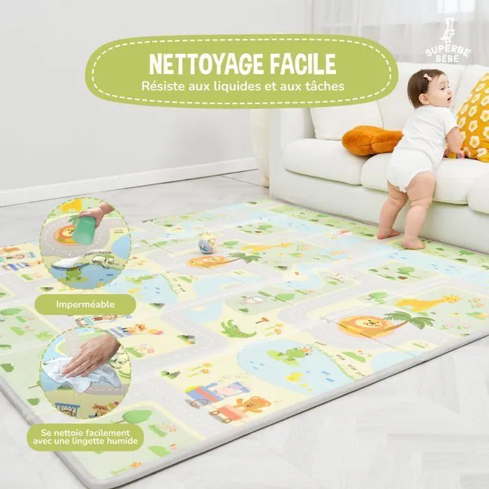 Tapis de Jeu en mousse, épais et pliable pour enfants - 180 x 150 x 1 cm - ROAD | SUPERBE BEBE-3
