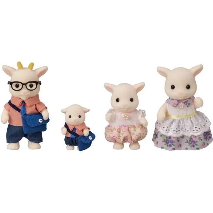Figurines miniatures - SYLVANIAN FAMILIES - La famille Chèvre - 4 personnages articulés et habillés avec soin-1