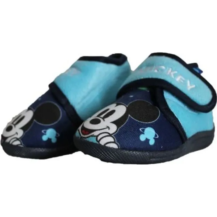 Chaussons Mickey bleu à scratch - Disney Interactive Studios - Enfant Garçon - Licence Mickey Mouse-0