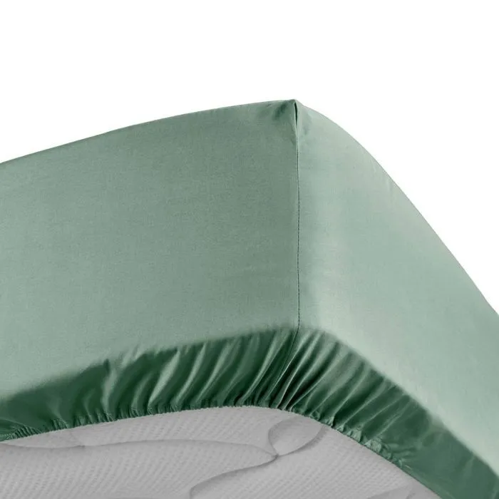 Drap housse 90x190 cm - Percale 100% coton - Bonnet 30 cm - Tilleul-0