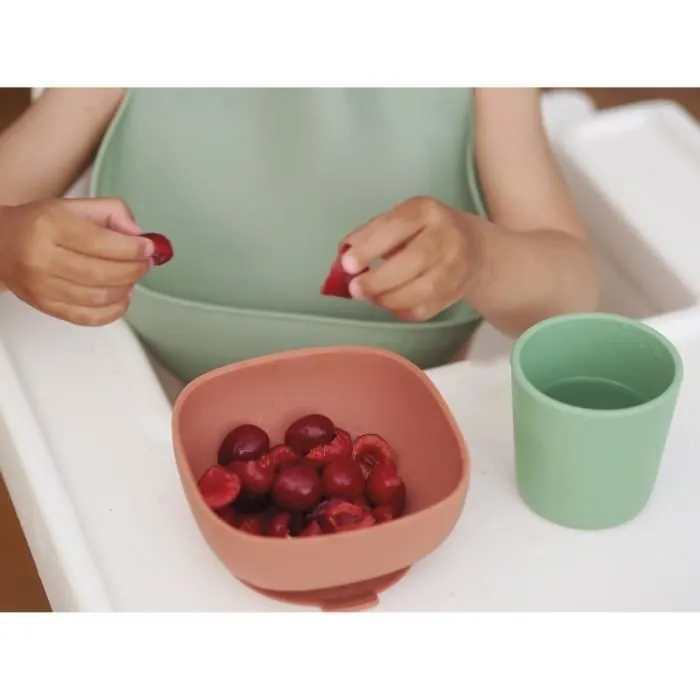 BEABA, Coffret repas bébé, silicone, 4 pièces, mineral-1
