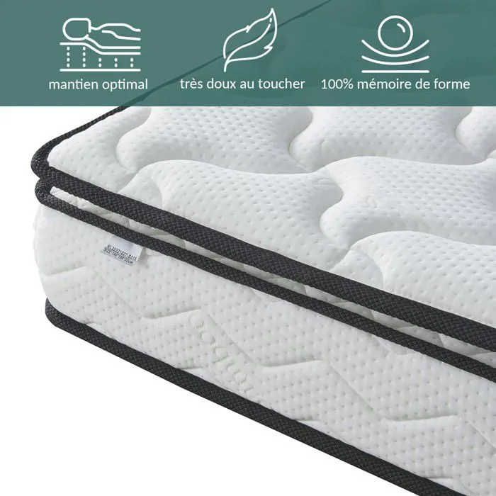 Matelas Buckingham Empereur 140x200 by Sampur | Épaisseur 20 cm - Mémoire de Forme - Mousse Haute Résilience - Confort & Longévité-3