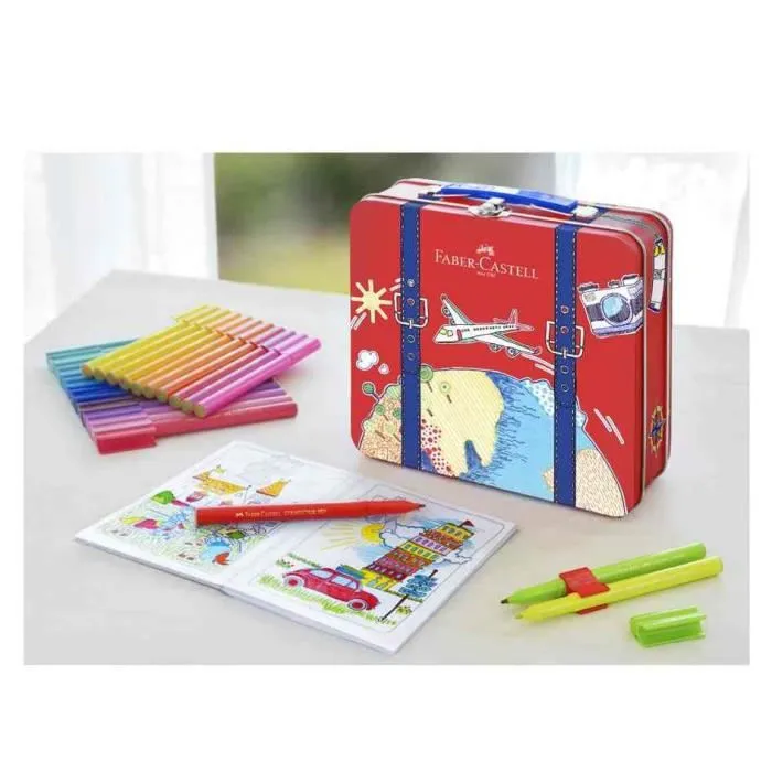 Feutre - FABER-CASTELL - CONNECTOR PEN - Mallette de voyage de 40 - Couleurs lumineuses - Lavable sur textile-1