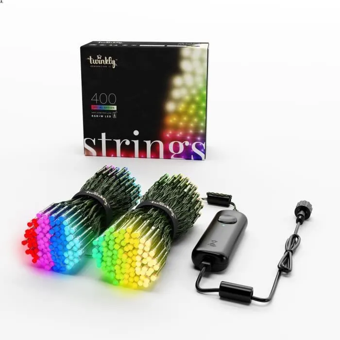 Twinkly - Guirlandes lumineuses intelligentes pour sapin de Noël 'Strings' 400 Led RGBW fil noir-0