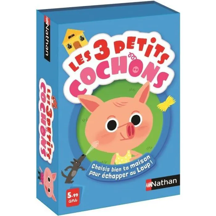 Jeu de Cartes - NATHAN - Les 3 Petits Cochons - Construction de maison solide - Enfant - 15 min-0
