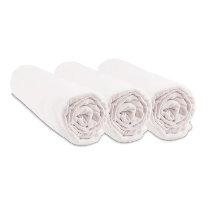 Lot de 3 draps housses coton bio pour couffin 32x72 - EASY DORT - Blanc - Bébé - Rectangulaire-0